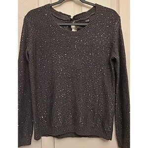 a.n.a Sweater Sparkle Sequins Glitter Black Grey Size Small Tie Back Light